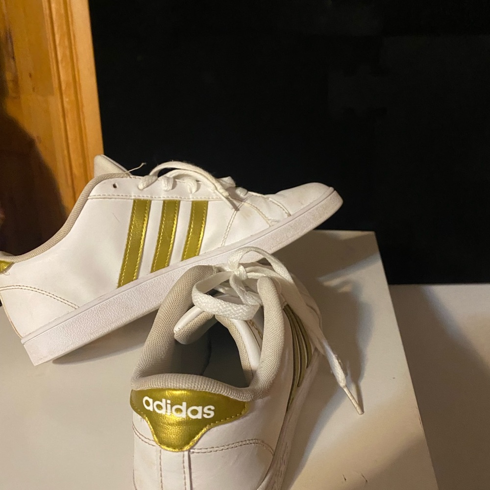 Gold and white Adidas Superstars!!